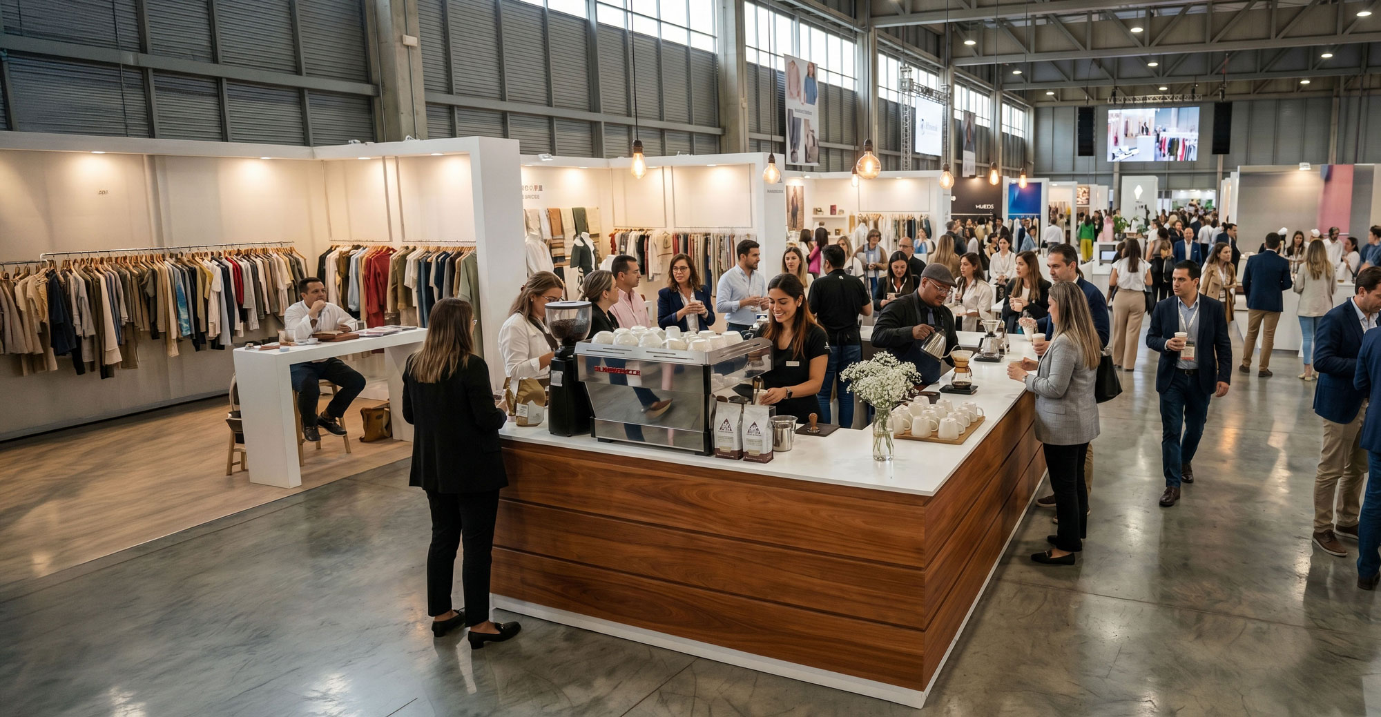 Evento corporativo en Medellín durante temporada de ferias con servicio de café