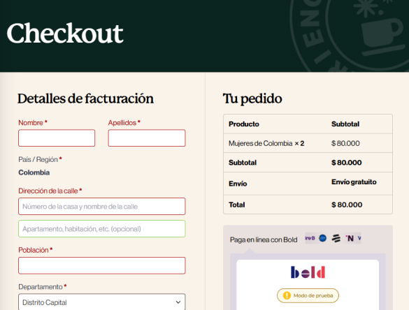 Paso 4: finalizar compra en checkout