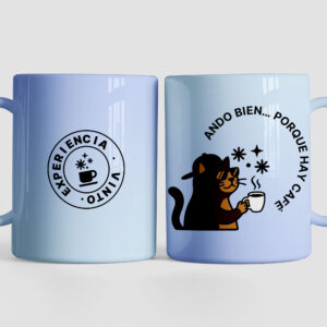Mug Gato “Ando bien… porque hay café”